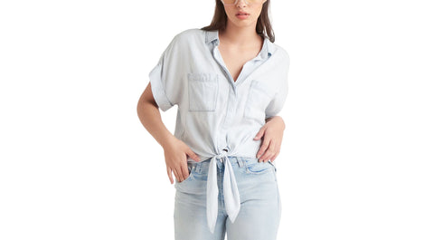 Black Tape Petite Tie Front Shirt